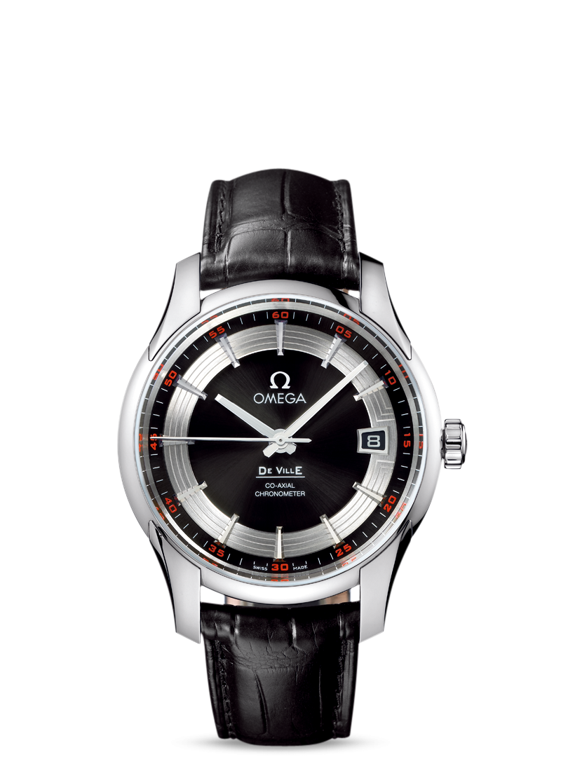 De Ville Hour Vision 41mm with Tuxedo Dial in Stainless Steel on Leather Strap