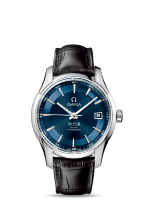 De Ville Hour Vision 41mm with Blue Dial in Stainless Steel on Leather Strap