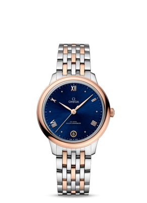 De Ville Prestige 34mm with Blue Dial in Stainless Steel and Rose Gold