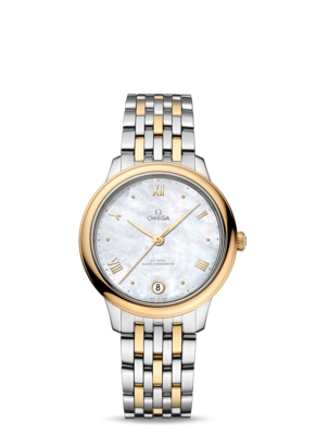 De Ville Prestige 34mm with Mother of Pearl Dial in Stainless Steel and Yellow Gold