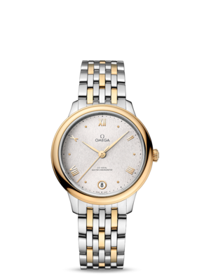 De Ville Prestige 34mm with Silvery Dial in Stainless Steel and Yellow Gold
