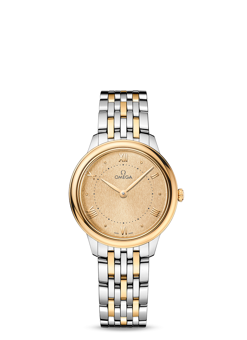 De Ville Prestige 30mm with Gold Dial in Stainless Steel and Yellow Gold