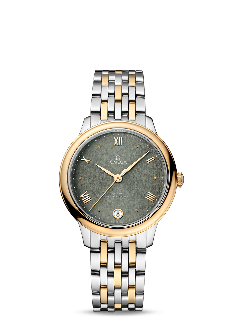 De Ville Prestige 34mm with Green Dial in Stainless Steel and Yellow Gold