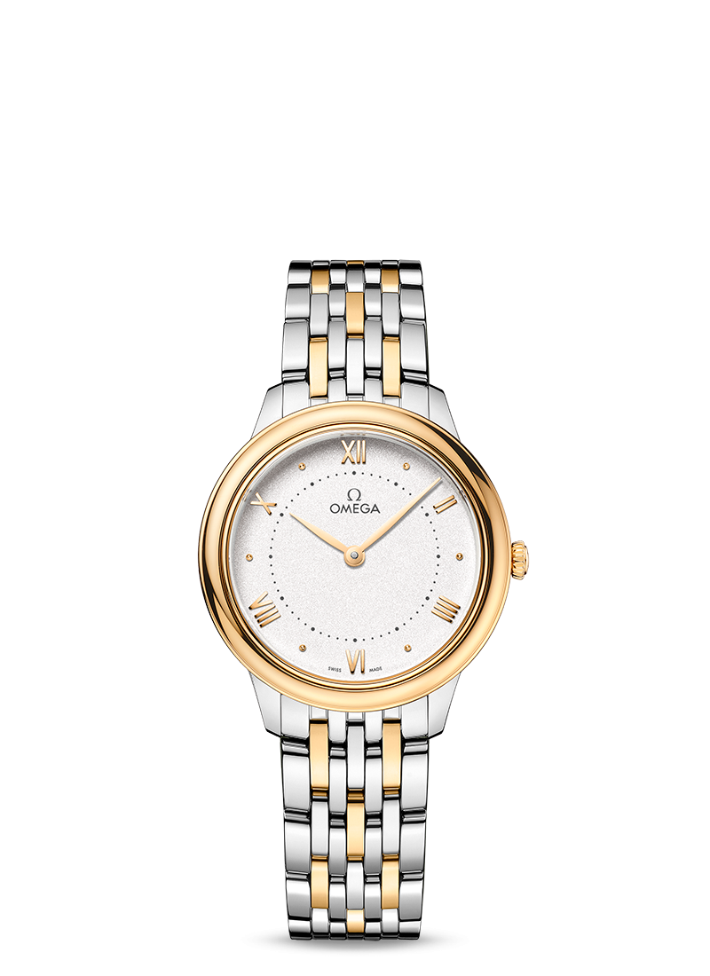 De Ville Prestige 30mm with White Dial in Stainless Steel and Yellow Gold