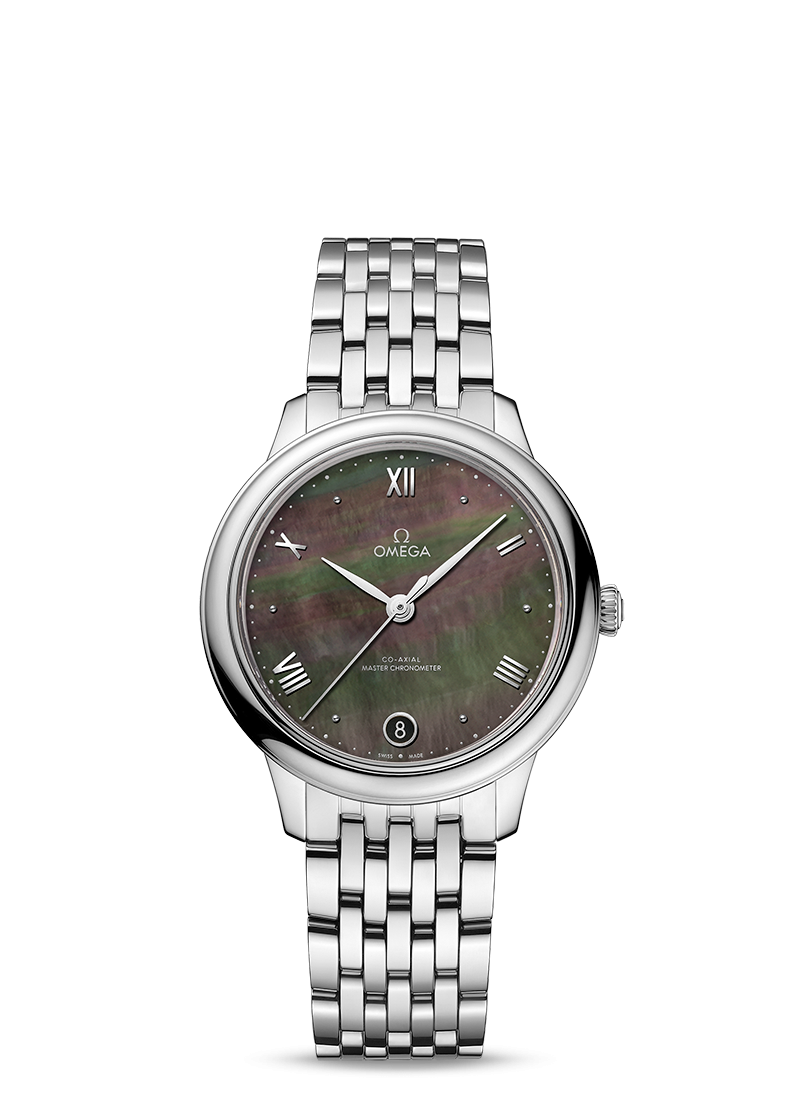 De Ville Prestige 34mm with Black Mother of Pearl Dial in Stainless Steel