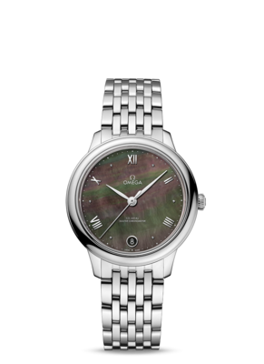 De Ville Prestige 34mm with Black Mother of Pearl Dial in Stainless Steel