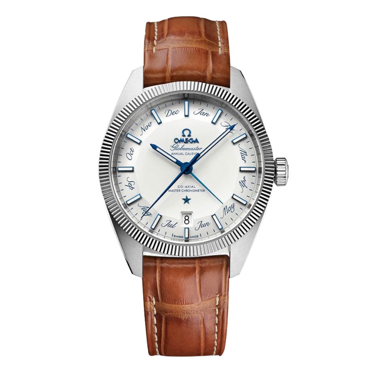Constellation Globemaster 41mm In Stainless Steel with Opaline Dial on Leather Strap