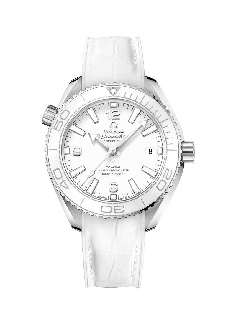 Planet Ocean 600M 39.5mm with White Dial In Stainless Steel on a Leather Strap