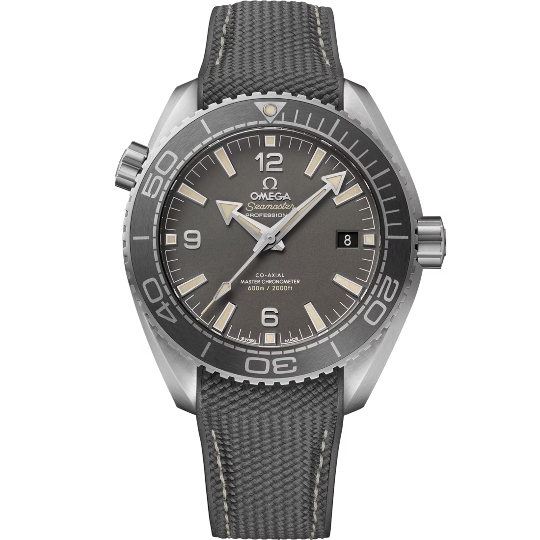 Planet Ocean 600M 43.5mm with Grey Dial In Stainless Steel on Grey Rubber Strap