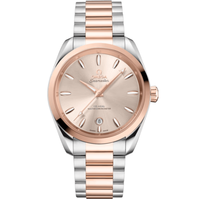 Aqua Terra 38mm with Rose Dial in Stainless Steel and Rose Gold
