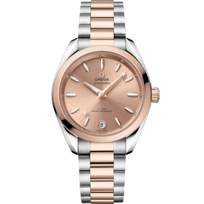 Aqua Terra 34mm with Rose Dial in Stainless Steel and Rose Gold