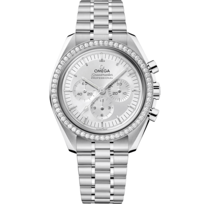 Speedmaster Moonwatch Professional with Silver Dial and Diamond Bezel in White Gold