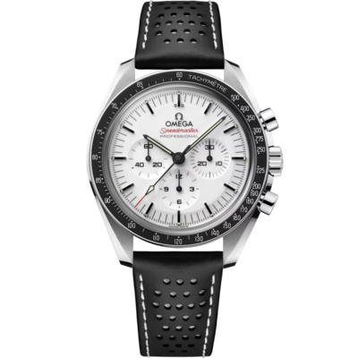 Speedmaster Moonwatch Professional 42mm with White Dial in Stainless Steel on Leather Strap