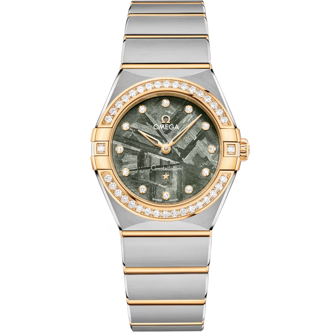 Constellation 28mm with Green Meteorite and Diamond Bezel in Stainless Steel and Yellow Gold