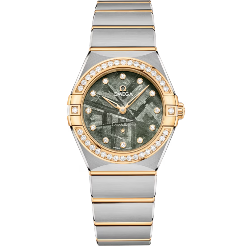 Constellation 28mm with Green Meteorite and Diamond Bezel in Stainless Steel and Yellow Gold