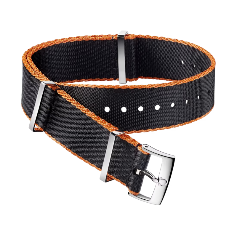 Nato Strap 19-20mm Black with Orange Boarder