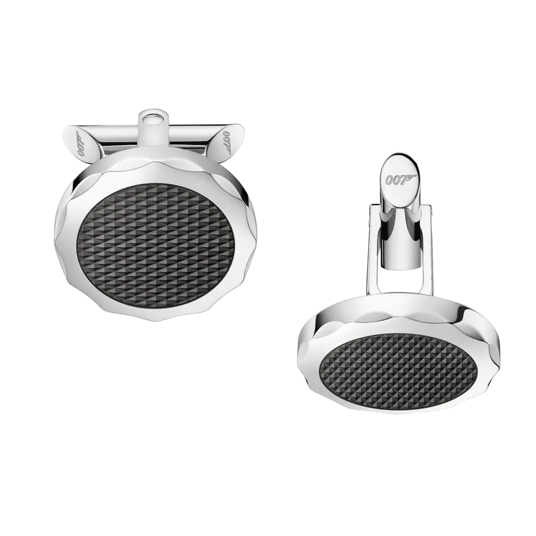 Bond 007 Aqua Cufflinks in Stainless Steel with Black Engraving