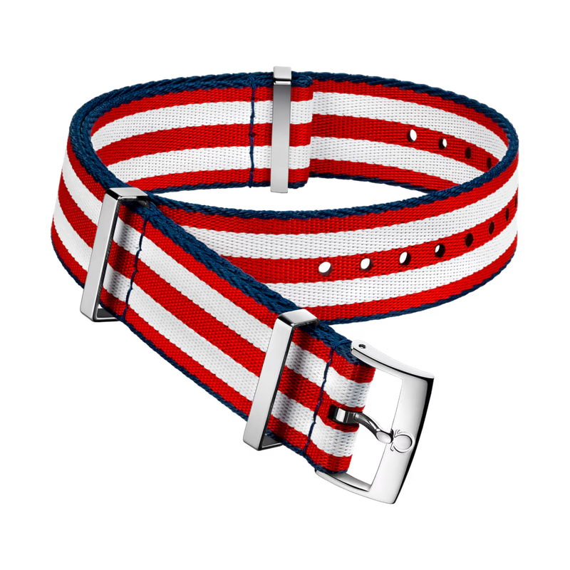Nato Strap 22mm 5 Stripe Red and White with Blue Boarders