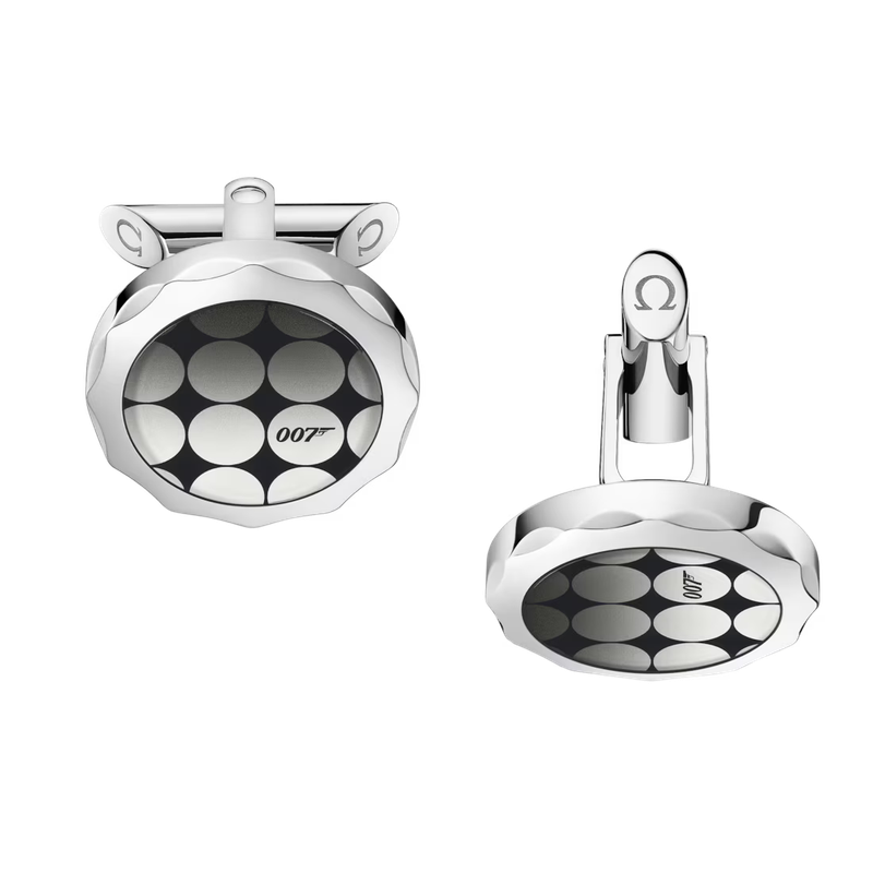 Bond 007 Aqua Cufflinks with Sapphire Discs in Stainless Steel