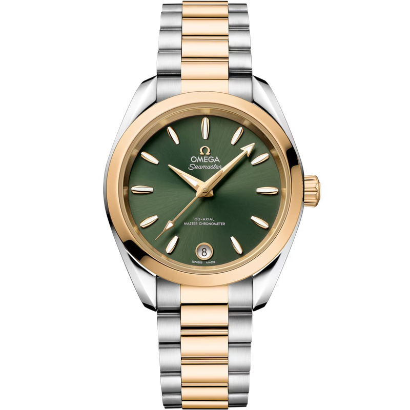 Aqua Terra 34mm with Green Dial in Stainless Steel and Yellow gold