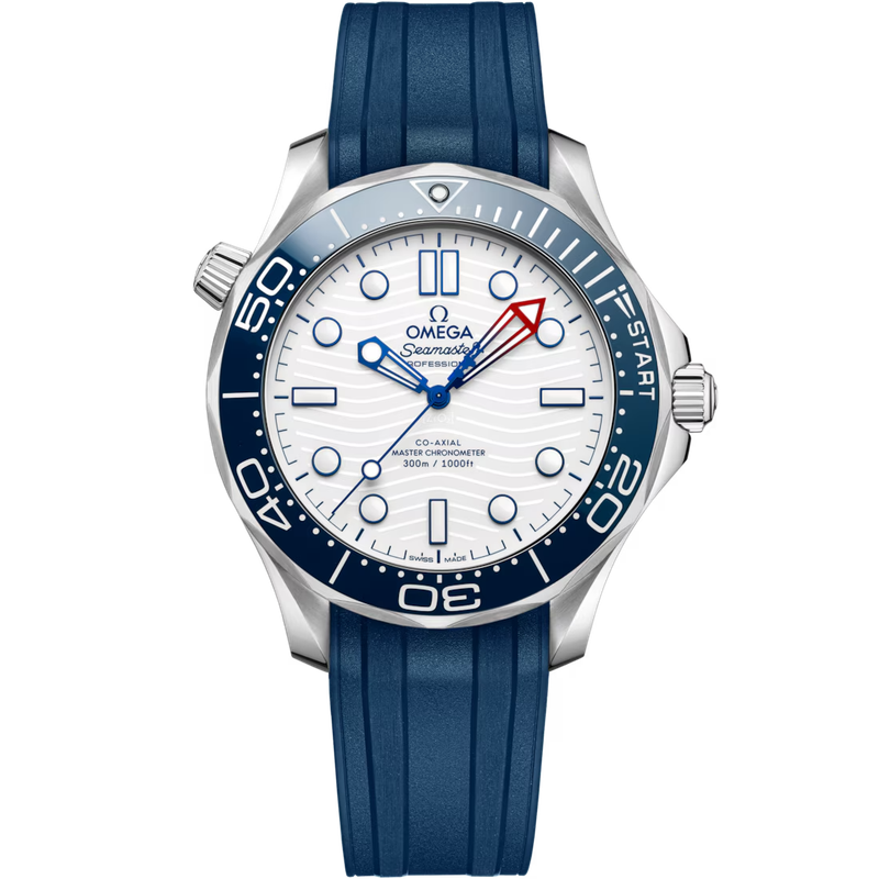 Seamaster Diver 300M 42mm  &quot;Americas Cup&quot; with White Dial in Stainless Steel on Rubber Strap