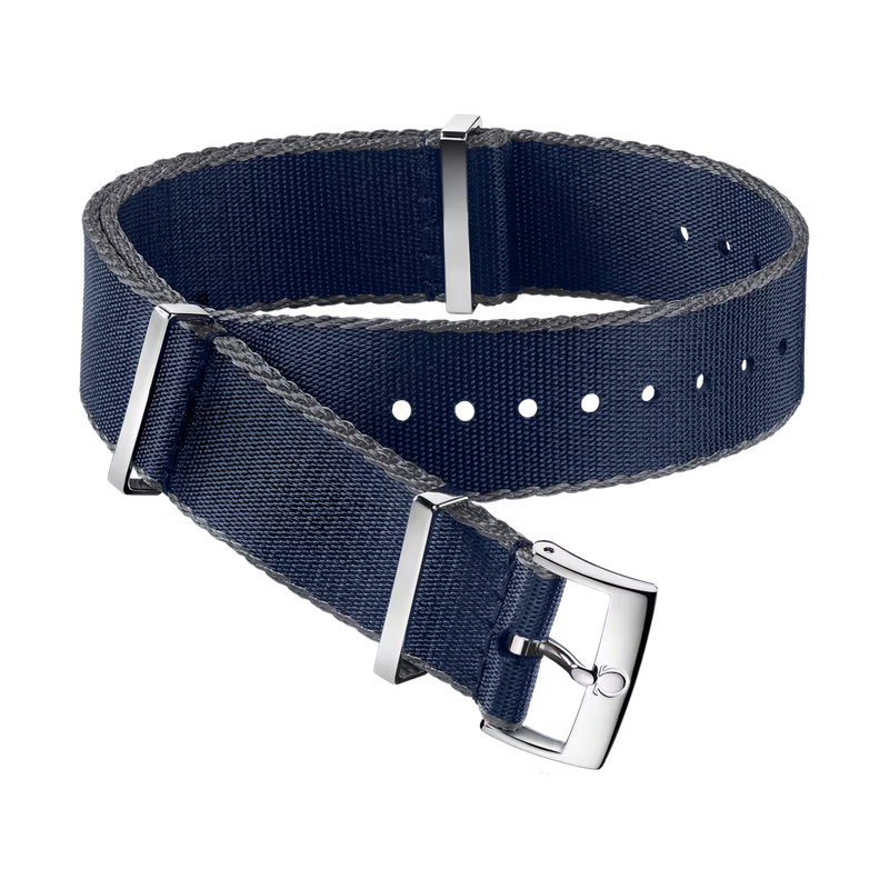 Nato Strap 20mm Polyamide Blue with Grey Border