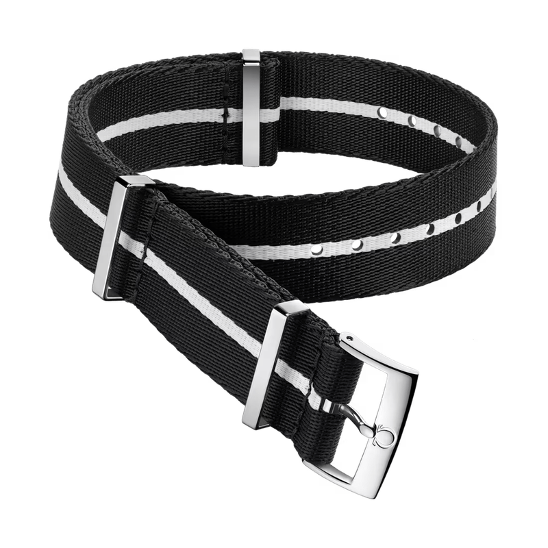 Nato Strap 20mm Polyamide Black with White Stripe
