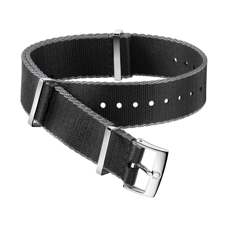 Nato Strap 20mm Polyamide Black with Grey Border