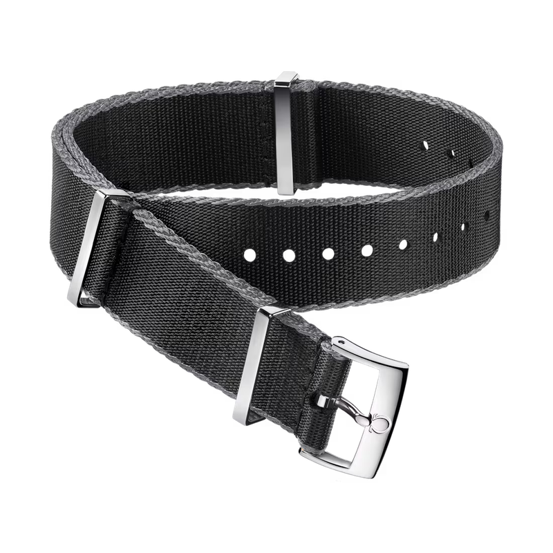 Nato Strap 22mm Polyamide Black with Grey Border