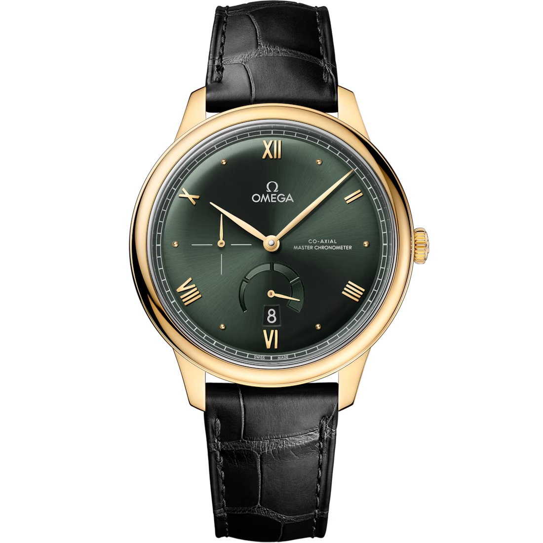 De Ville Prestige with Green Dial in Yellow Gold on Green Leather Strap