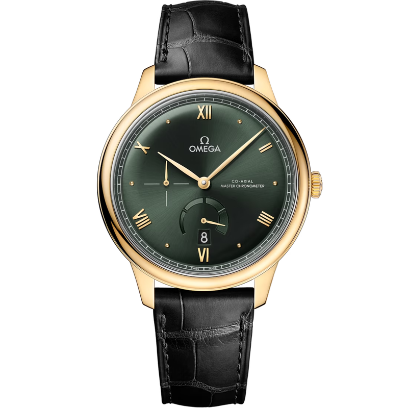 De Ville Prestige with Green Dial in Yellow Gold on Green Leather Strap