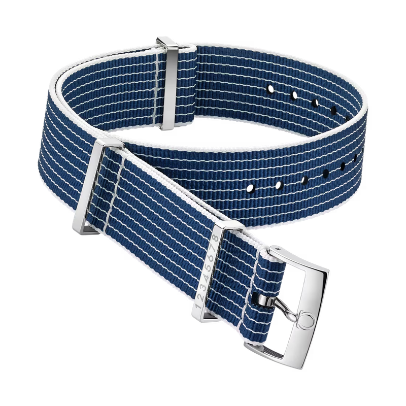 Nato Strap 20mm Polyamide Blue and White Racetrack-Style