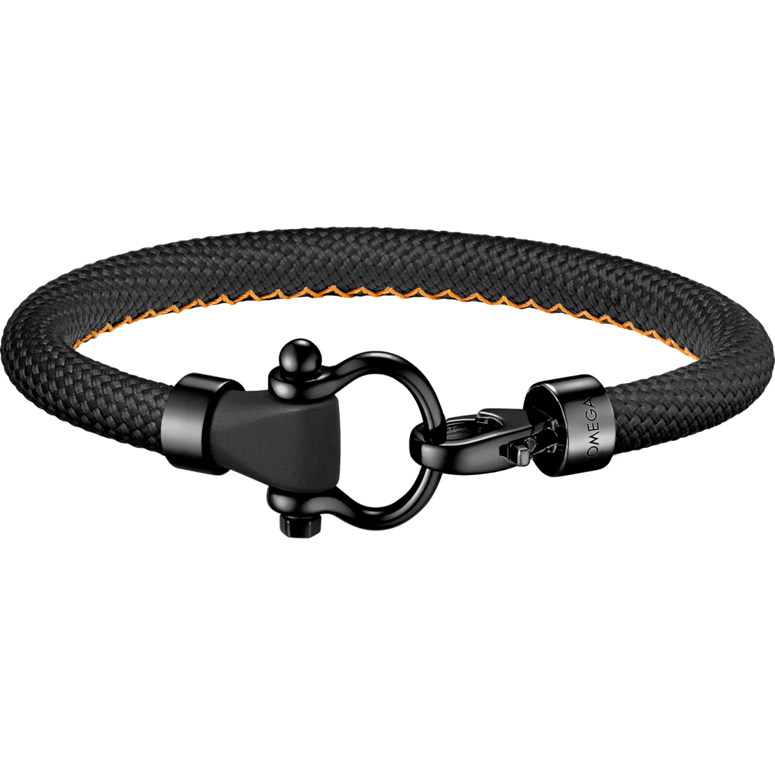 Aqua Sailing Bracelet (Large) in Black with Orange Stitching