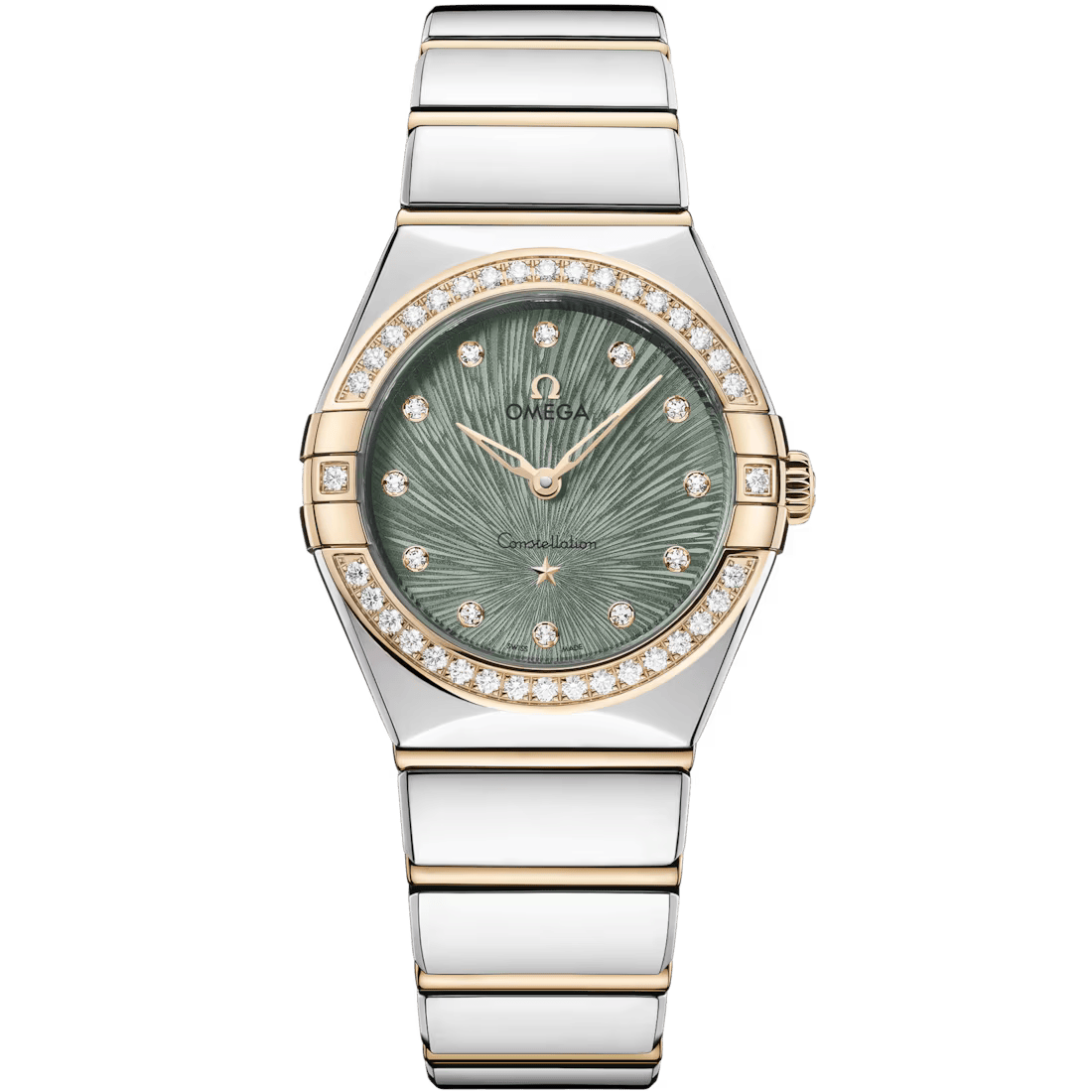 Constellation 28mm with Green Supernova Diamond Dial and Diamond Bezel in Steel and Yellow Gold