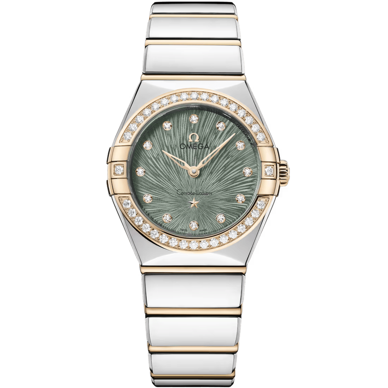 Constellation 28mm with Green Supernova Diamond Dial and Diamond Bezel in Steel and Yellow Gold