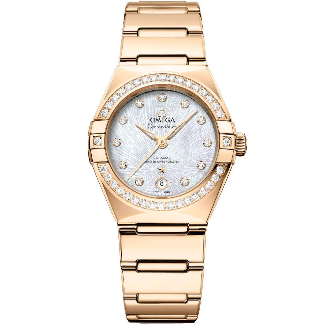 Constellation 29mm with Mother of Pearl Supernova Diamond Dial and Diamond Bezel in Yellow Gold