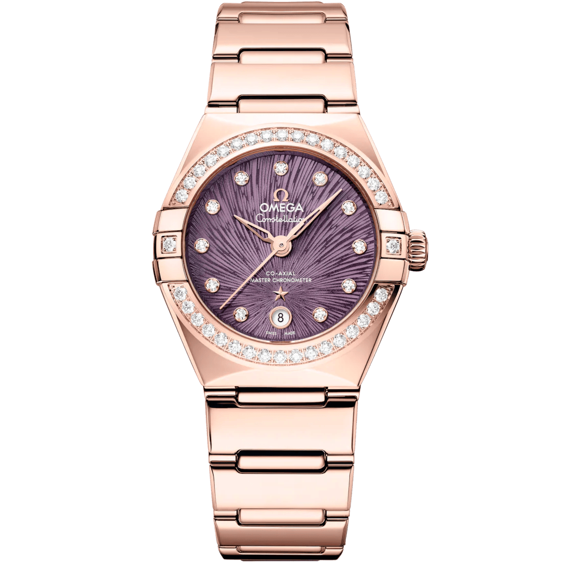 Constellation 29mm with Purple Supernova Diamond Dial and Diamond Bezel in Rose Gold