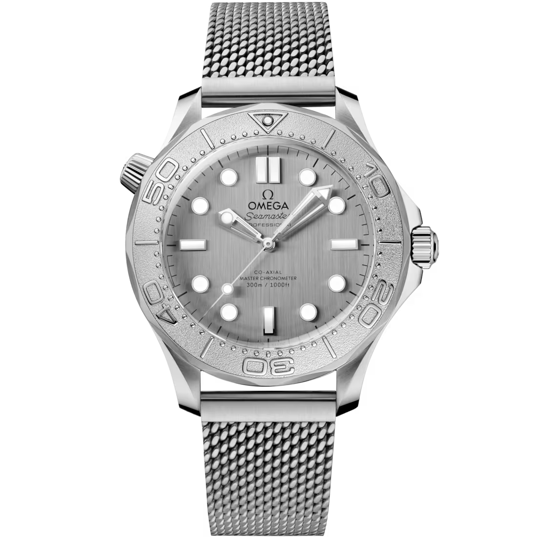 Diver 300M 42mm with Brushed Steel Dial in Stainless Steel on Mesh Bracelet