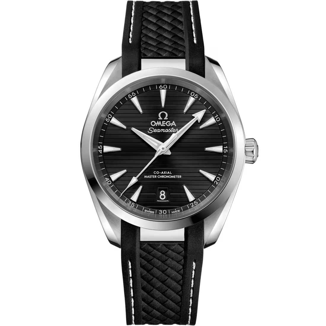 Aqua Terra 38mm with Black Teak Dial in Stainless Steel on Rubber Strap