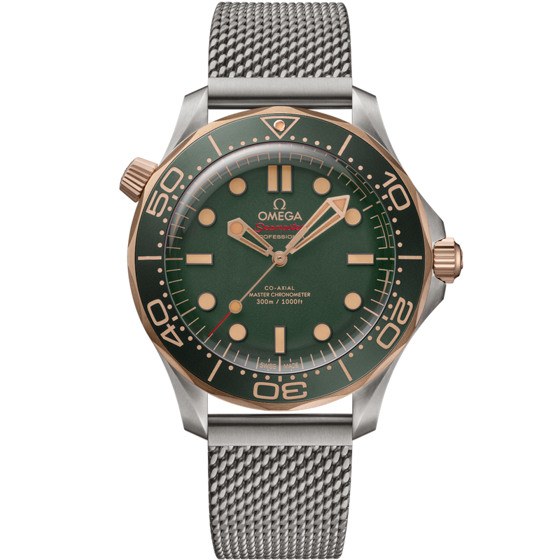 Diver 300M 42mm with Green Dial in Bronze Gold and Titanium on Titanium Mesh Bracelet