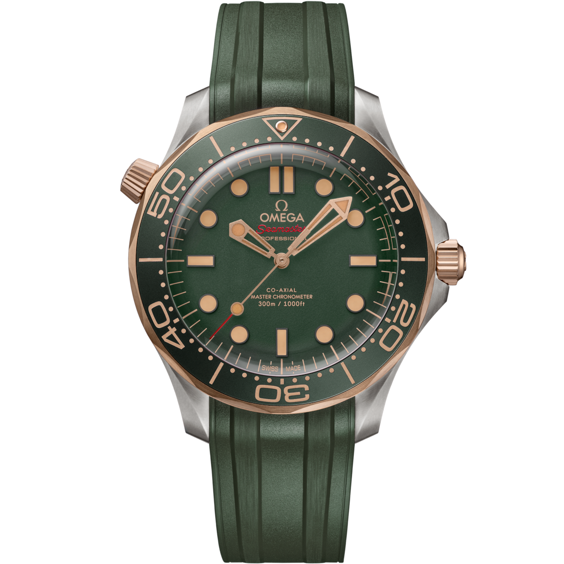 Diver 300M 42mm with Green Dial in Bronze Gold and Titanium on Rubber Strap