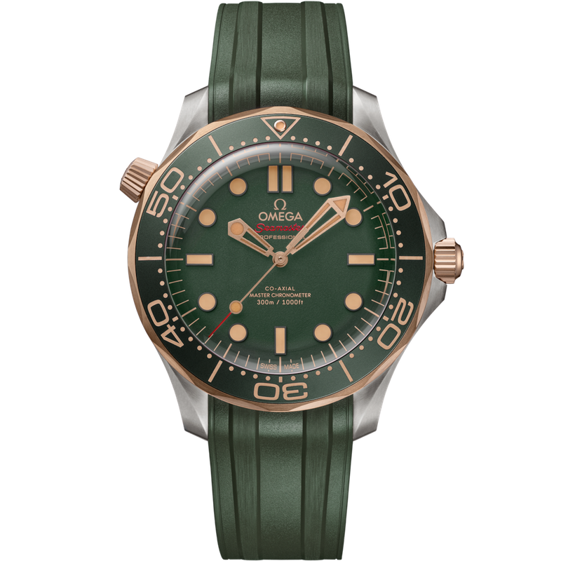 Diver 300M 42mm with Green Dial in Bronze Gold and Titanium on Rubber Strap