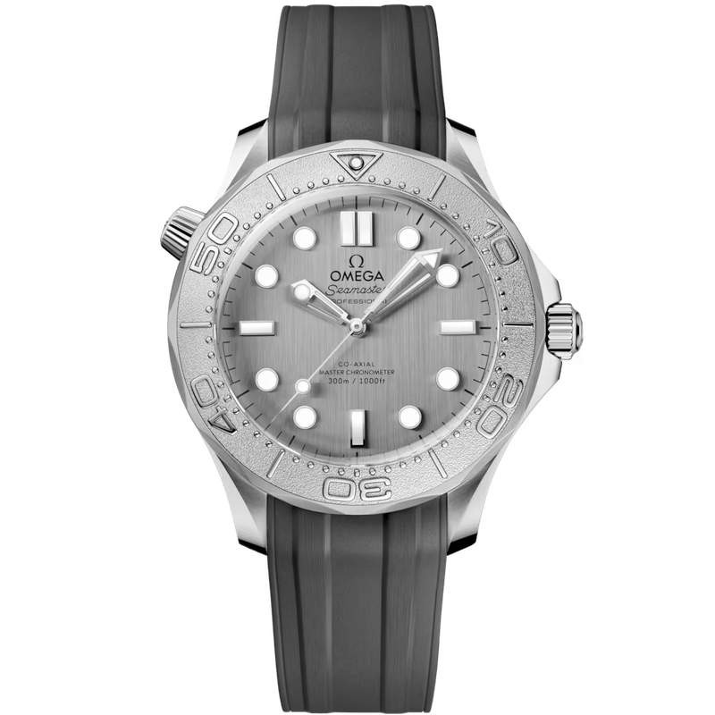 Diver 300M 42mm with Brushed Steel Dial in Stainless Steel on Rubber Strap