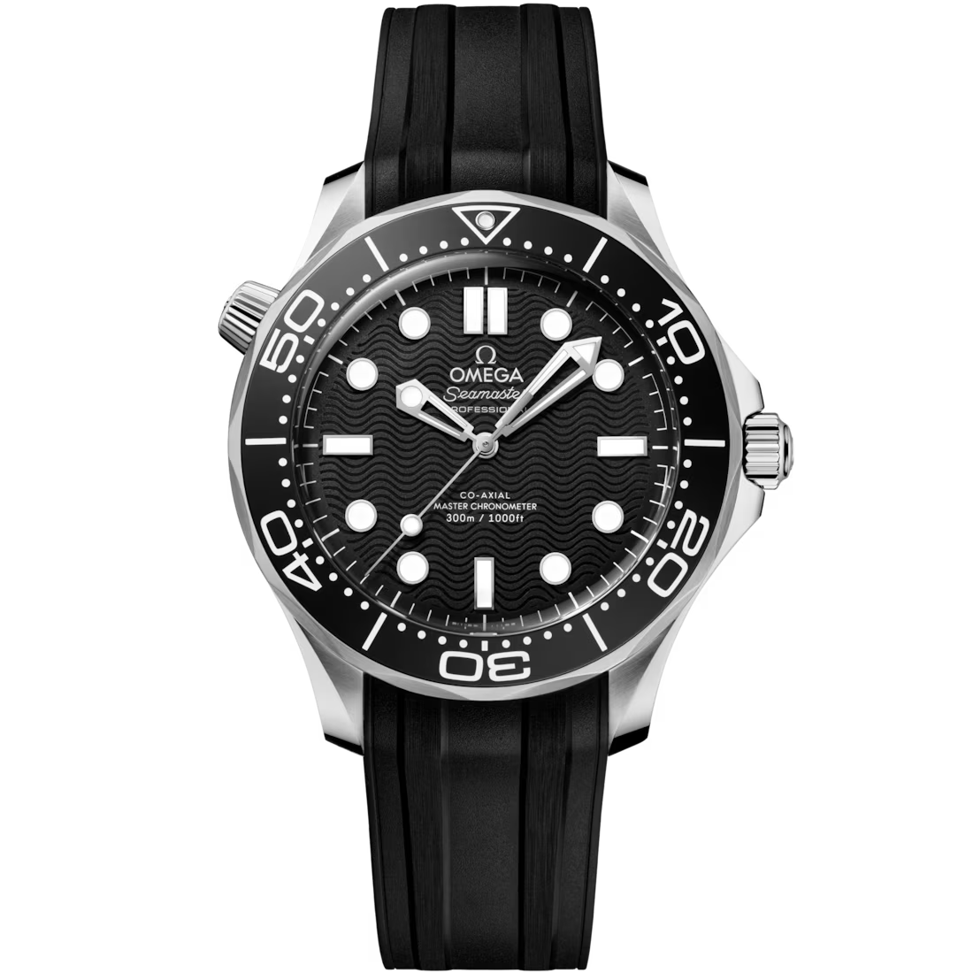 Diver 300M 42mm with Black Dial in Stainless Steel on Rubber Strap
