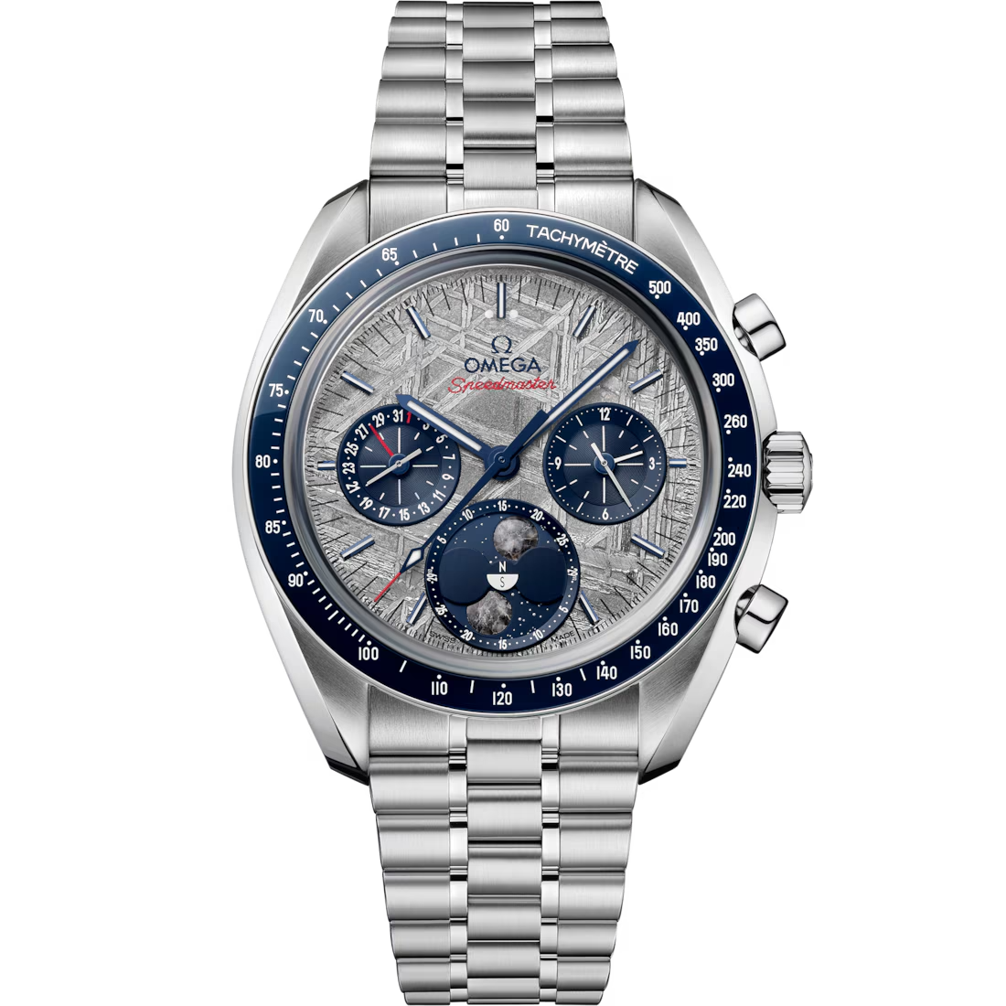 Speedmaster Moonphase 43mm with Grey Meteorite Dial in Stainless Steel