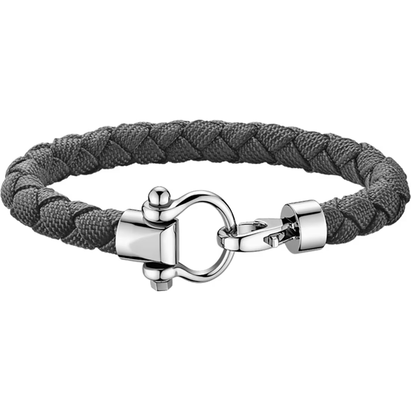 Aqua Sailing Bracelet (Large) In Grey Braided Nylon