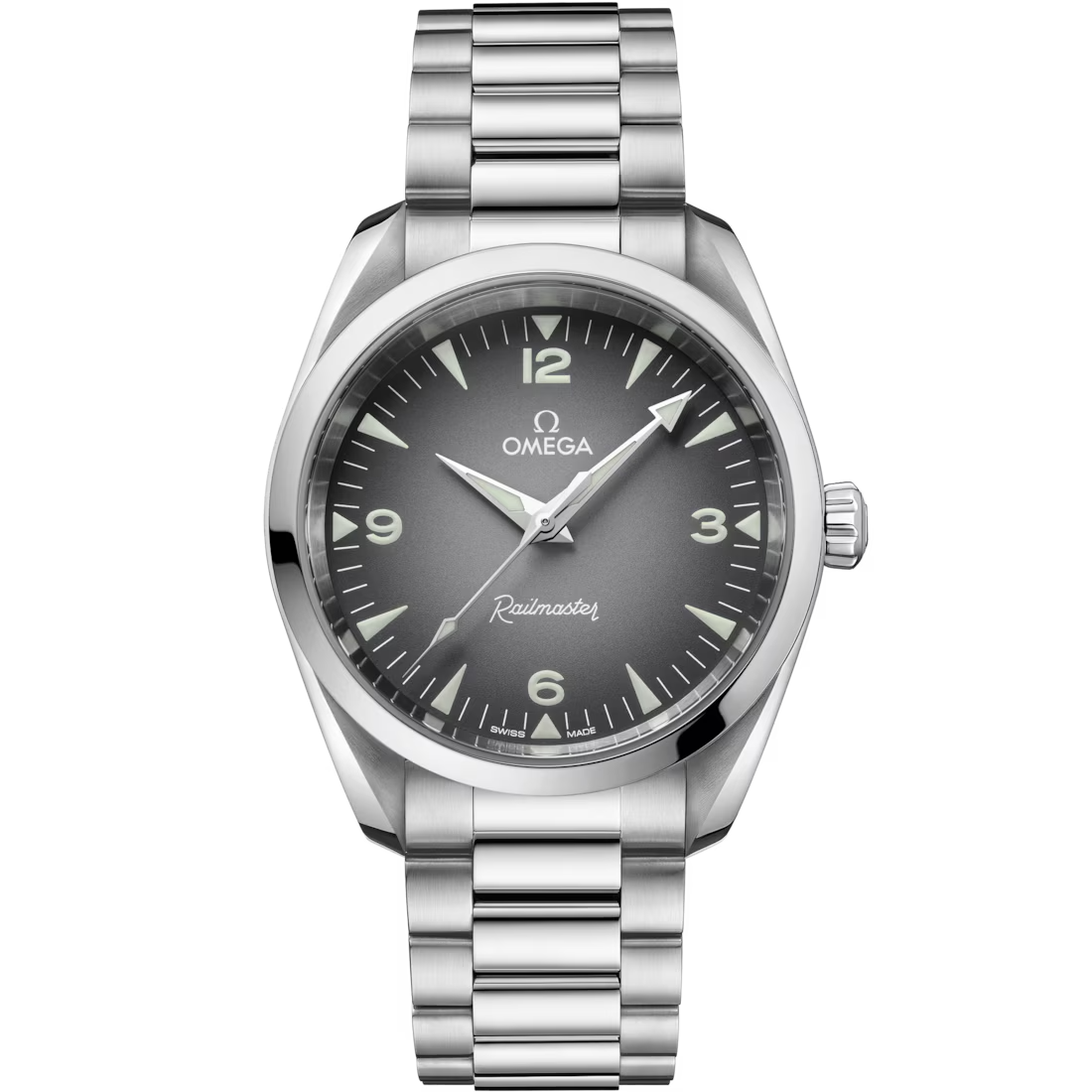 Railmaster 38mm  with Grey Gradient Dial in Stainless Steel