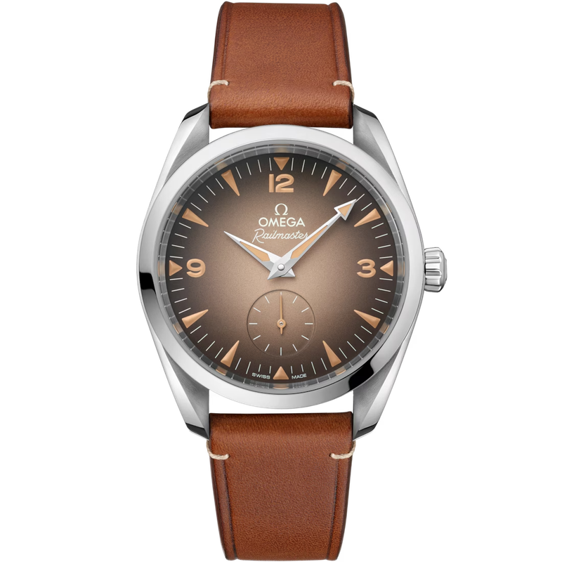 Railmaster 38mm with Beige Gradient Dial in Stainless Steel on Leather Strap