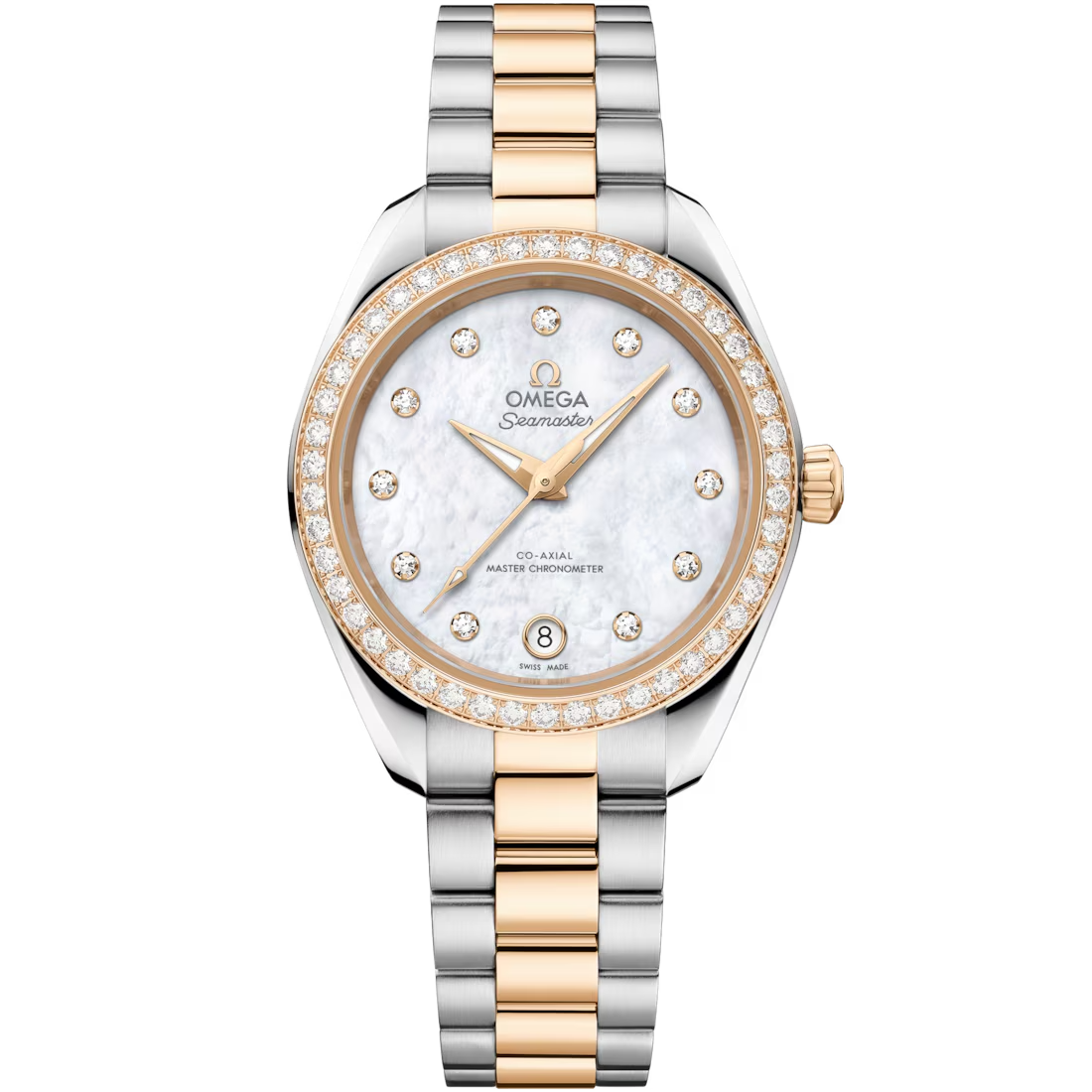 Aqua Terra 30mm with Mother of Pearl Dial in Stainless Steel and Yellow Gold