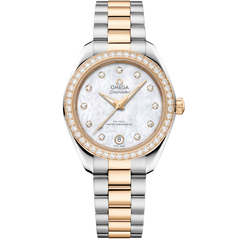 Aqua Terra 30mm with Mother of Pearl Dial in Stainless Steel and Yellow Gold